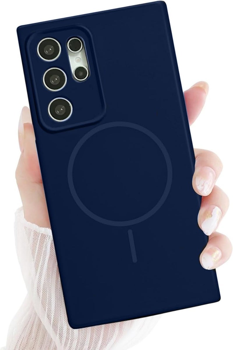 mobistyle Magnetic Silicone Back Cover for Samsung Galaxy S25 Ultra 6.9-Inch, Compatible with Mag-Safe, Silky Soft Touch, Shock Absorbing Phone Cover with Camera Lens Protection (Blue) - Image 1