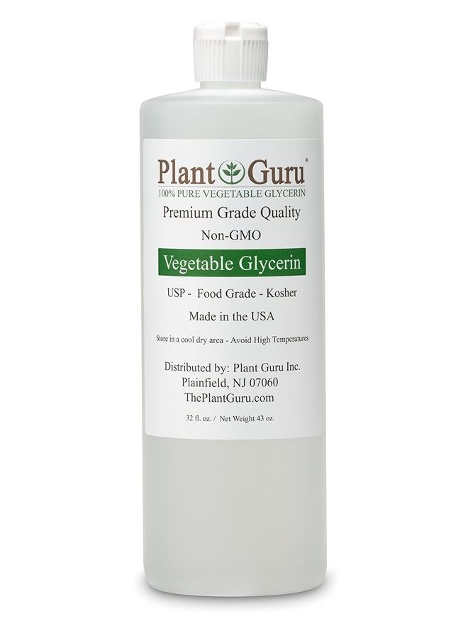 Plant Guru جلسرين نباتي / جلسرين 32 أونصة - درجة غذائية من USP كوشير - رائع للبشرة والشعر والوجه والجسم والحرف وصنع الصابون بنفسك. - Image 1