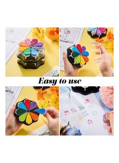KASTWAVE 2 Boxes Stamp Ink Pad Petal Shape Craft Ink Pad Stamps Partner DIY Color, Finger Ink Stamp Pads for Kids, Rainbow Rubber Ink Pad for Card Making, Scrapbook, Painting  - Image 4