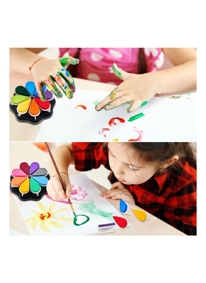 KASTWAVE - 2 Boxes Stamp Ink Pad Petal Shape Craft Ink Pad Stamps Partner DIY Color, Finger Ink Stamp Pads for Kids, Rainbow Rubber Ink Pad for Card Making, Scrapbook, Painting - Image 1