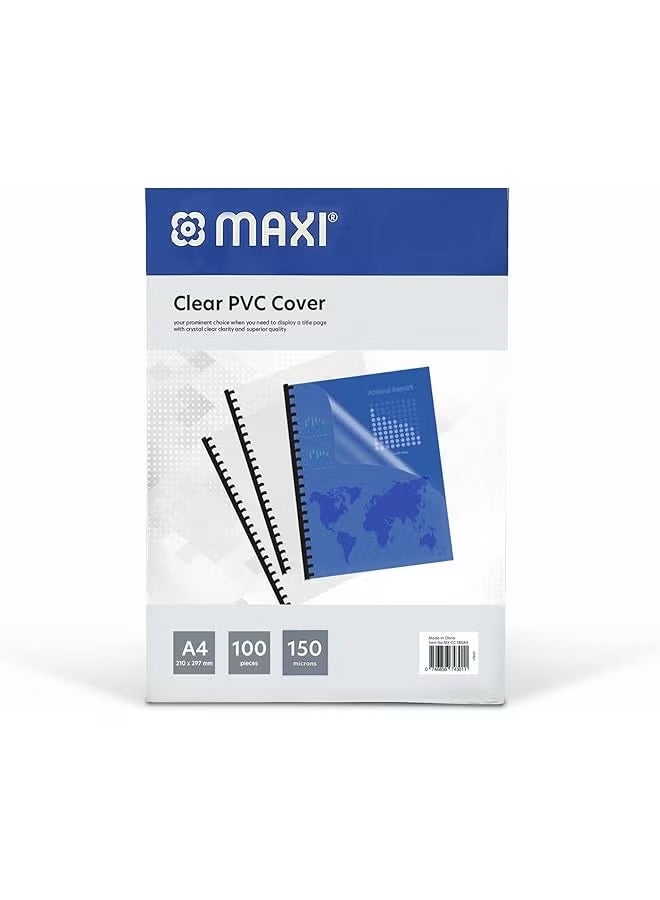 Maxi Clear Binding Cover A4 150 Micron Pack Of 100Pcs - Image 1