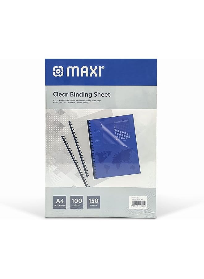 Maxi Clear Binding Cover A4 150 Micron Pack Of 100Pcs  - Image 1