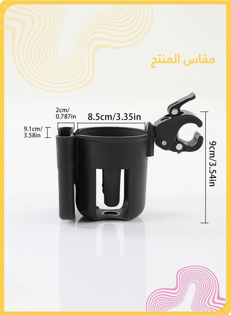 فيفب حامل أكواب وهاتف عالمي، حامل مشروبات 2 في 1 بمشبك، يدور 360 درجة، مناسب لعربات الأطفال، والكراسي المتحركة، والدراجات، والمشايات - Image 2