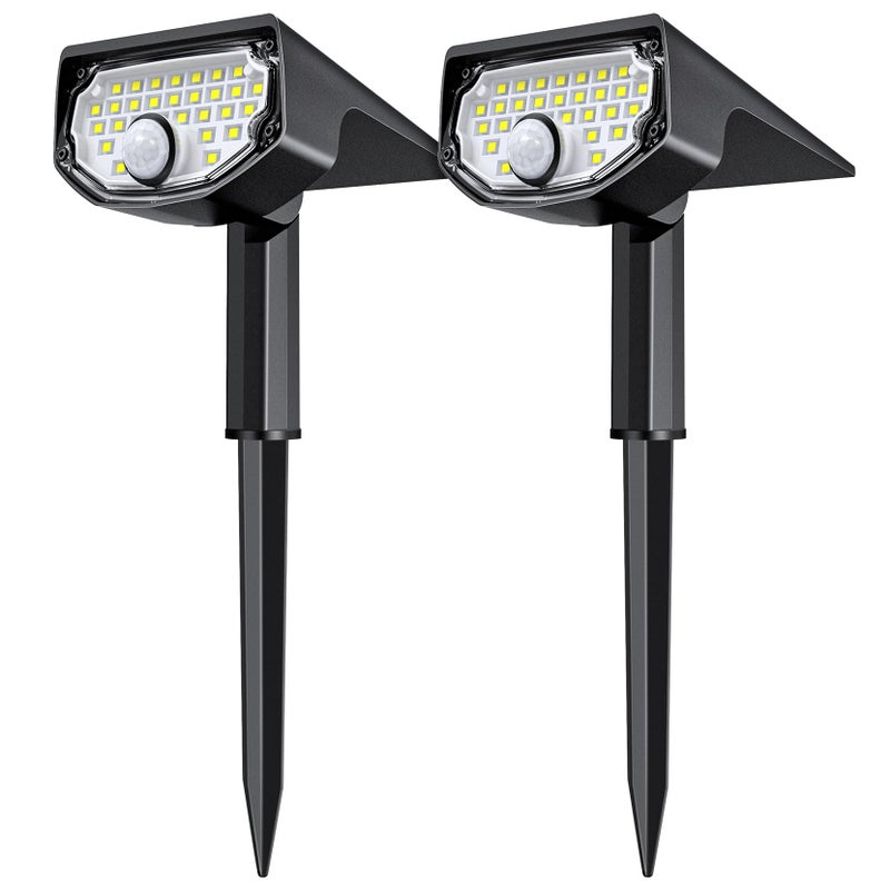 AloftSun Solar Motion Sensor Outdoor LightsWaterproof Motion Sensor Spot Lights 30 LED3 Modes Solar Powered SpotlightsLandscape Lighting for Yard and Garden Cool White2 Pack