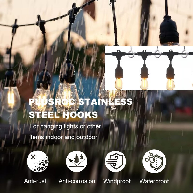 Plusroc 20 Pack Stainless Steel Hooks For Hanging Christmas Xmas String Lights Outdoor Plants 2.2 Inch Silver Cup Hooks Screw In Ceiling Hooks Eye Hook Q-Hanger Wall Mount Ceiling Mount - Image 4