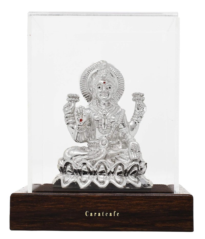 PRD CARATCAFE Carat Cafe Maa Laxmi Lakshmi Ma Idol Pure Silver 999 StatueBIS Hallmark Certified for Puja Temple Good Luck Gift Home Decor NET WT 20 GMS 22 x 16 Inch - Image 5
