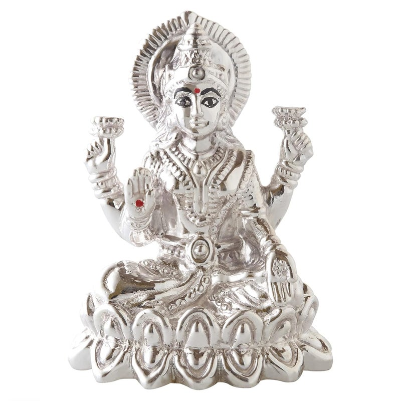 PRD CARATCAFE Carat Cafe Maa Laxmi Lakshmi Ma Idol Pure Silver 999 StatueBIS Hallmark Certified for Puja Temple Good Luck Gift Home Decor NET WT 20 GMS 22 x 16 Inch - Image 1