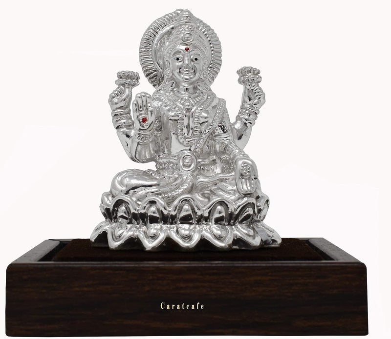 PRD CARATCAFE Carat Cafe Maa Laxmi Lakshmi Ma Idol Pure Silver 999 StatueBIS Hallmark Certified for Puja Temple Good Luck Gift Home Decor NET WT 20 GMS 22 x 16 Inch - Image 4