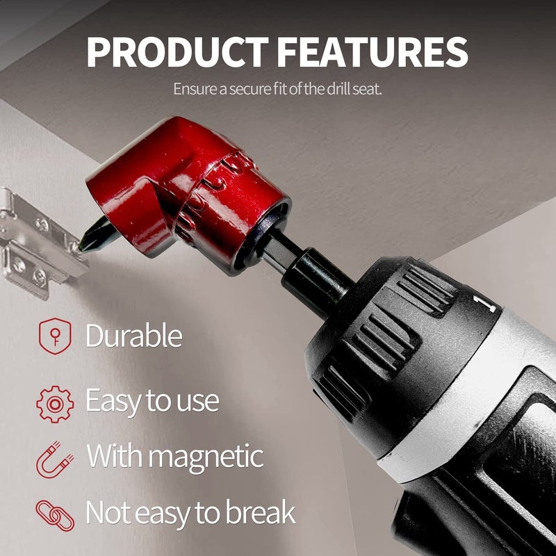 ColumPRO 1/4 Inch 105 Degree Right Angle Driver Adapter Hex Shank Power Screwdriver,Quick Change Drive and Magnetic Bit Socket Right Angle Drill Attachment Adapter - Image 2
