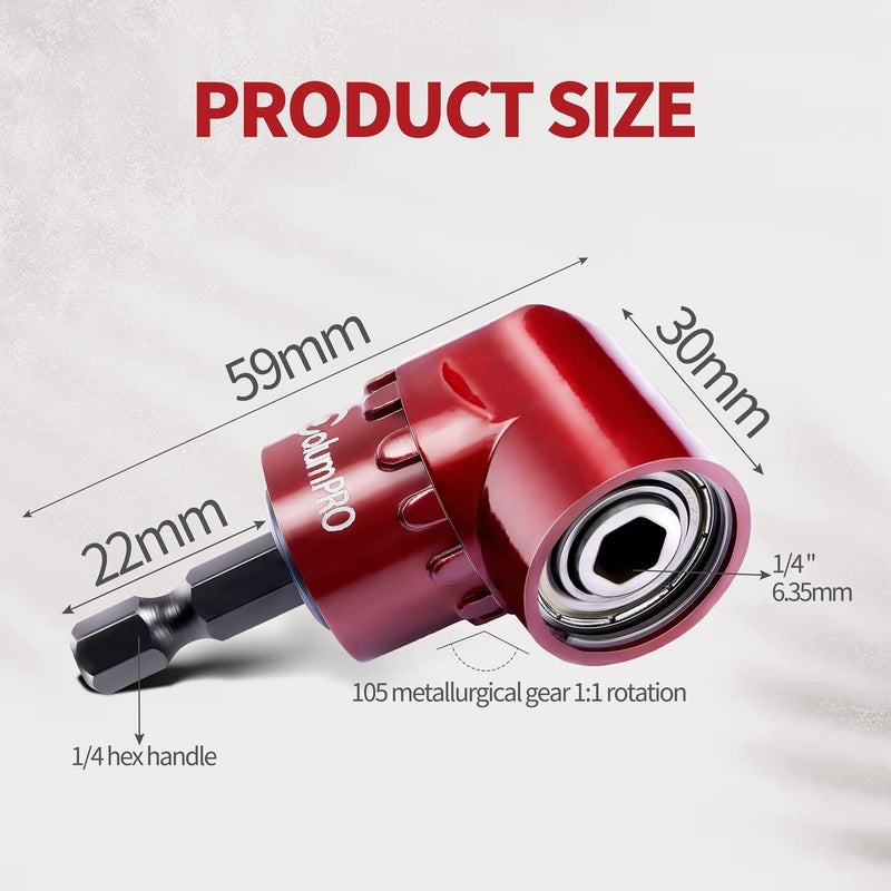 ColumPRO 1/4 Inch 105 Degree Right Angle Driver Adapter Hex Shank Power Screwdriver,Quick Change Drive and Magnetic Bit Socket Right Angle Drill Attachment Adapter - Image 5