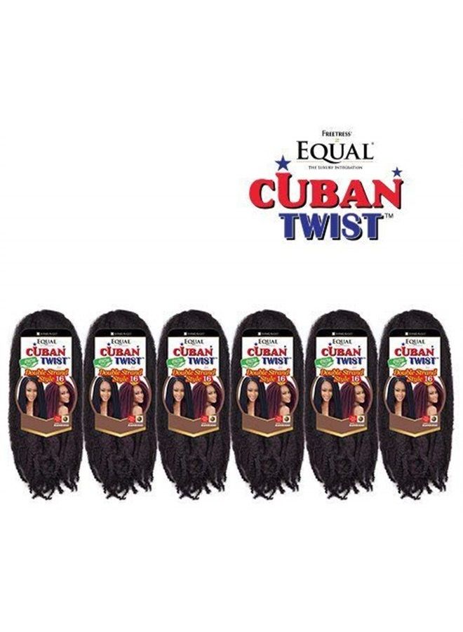 FreeTress Equal Synthetic Hair Braids Double Strand Style Cuban Twist Braid 16" (6-Pack, 1B) - Image 2