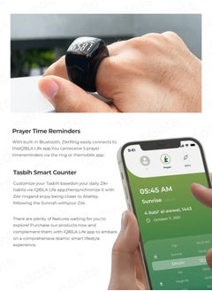 iQIBLA Zikr Ring Flex Advance | Smart Tasbih Counter with Bluetooth Connectivity and Advanced Features | Black  - Image 2