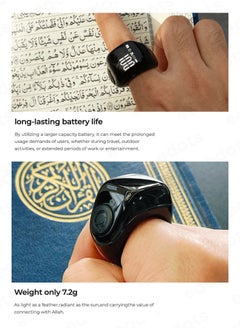 iQIBLA Zikr Ring Flex Advance | Smart Tasbih Counter with Bluetooth Connectivity and Advanced Features | Black  - Image 5