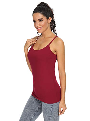 Orrpally Women Cotton Camisole Shelf Bra Cami Tank Tops Adjustable Spaghetti Strap Tank Top 3-Pack Black/Dark Blue/Wine Red L - Image 3