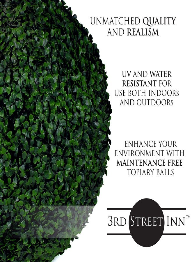 3rd Street Inn Large Boxwood Topiary Ball - Artificial Plant Set - Indoor/Outdoor Wedding Party Decor - Faux Foliage Garden Sphere - Tree and Bush Substitute (15") - Image 2