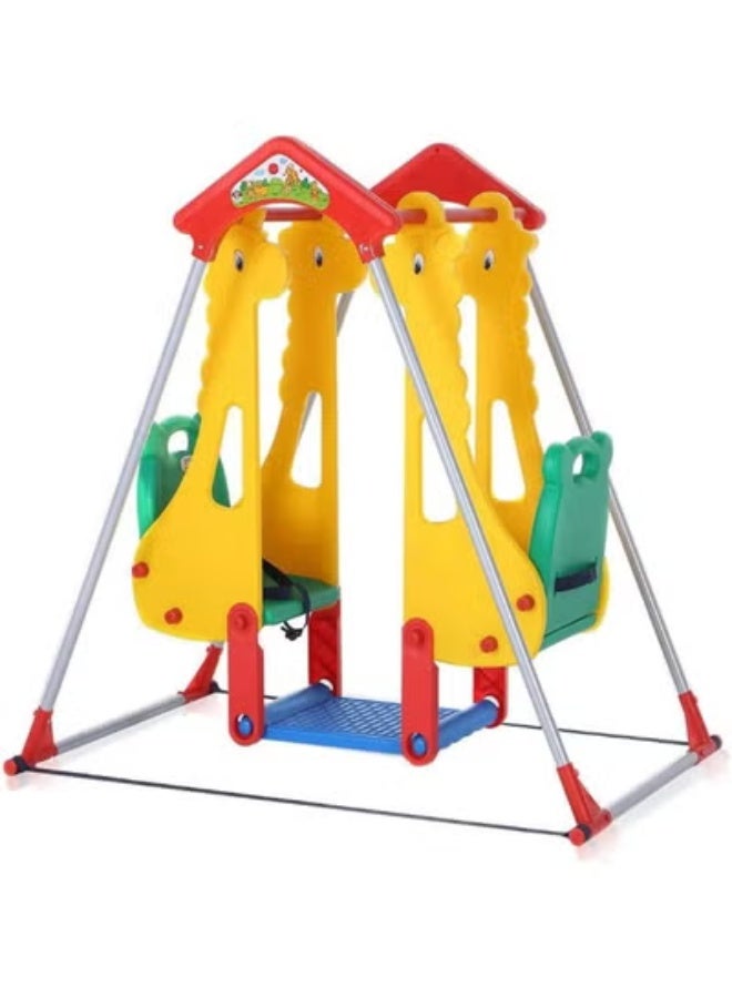 البدر مرجيحة مزدوجة للأطفال – أرجوحة خارجية متعددة الألوان، آمنة وممتعة، مناسبة للأولاد والبنات - Image 1