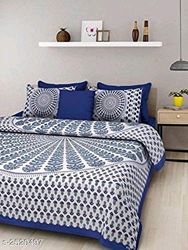 BedZone 100 Cotton Rajasthani Jaipuri Queen Size Combo Double Bed Set 2 Double Bedsheet with 4 Pillow Cover QueenMulticolor - Image 2