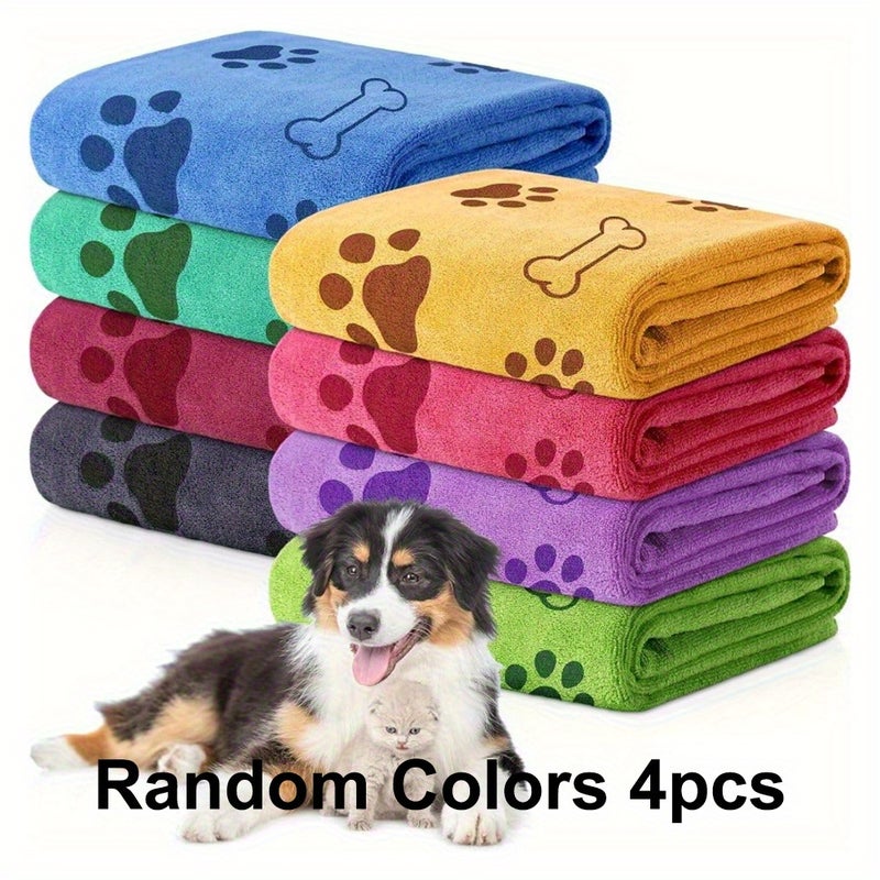 PETO Quick-Drying Pet Towels - 4 Pack, Random Colors, Soft & Absorbent Polyester for Medium Dogs - Image 5