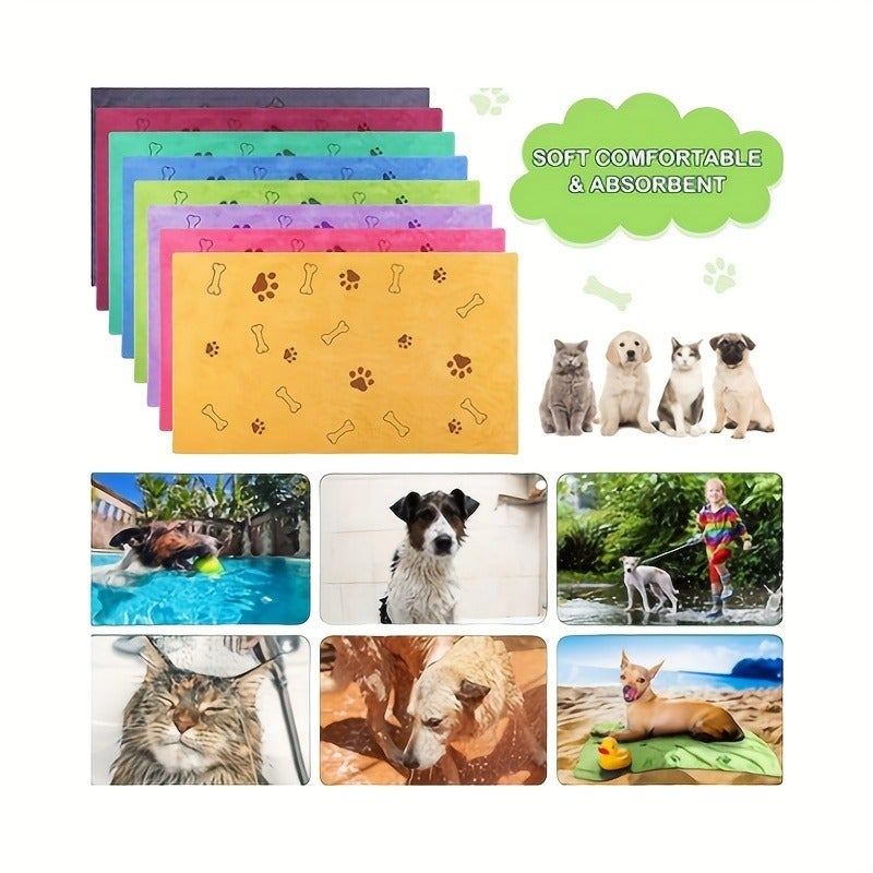 PETO Quick-Drying Pet Towels - 4 Pack, Random Colors, Soft & Absorbent Polyester for Medium Dogs - Image 3