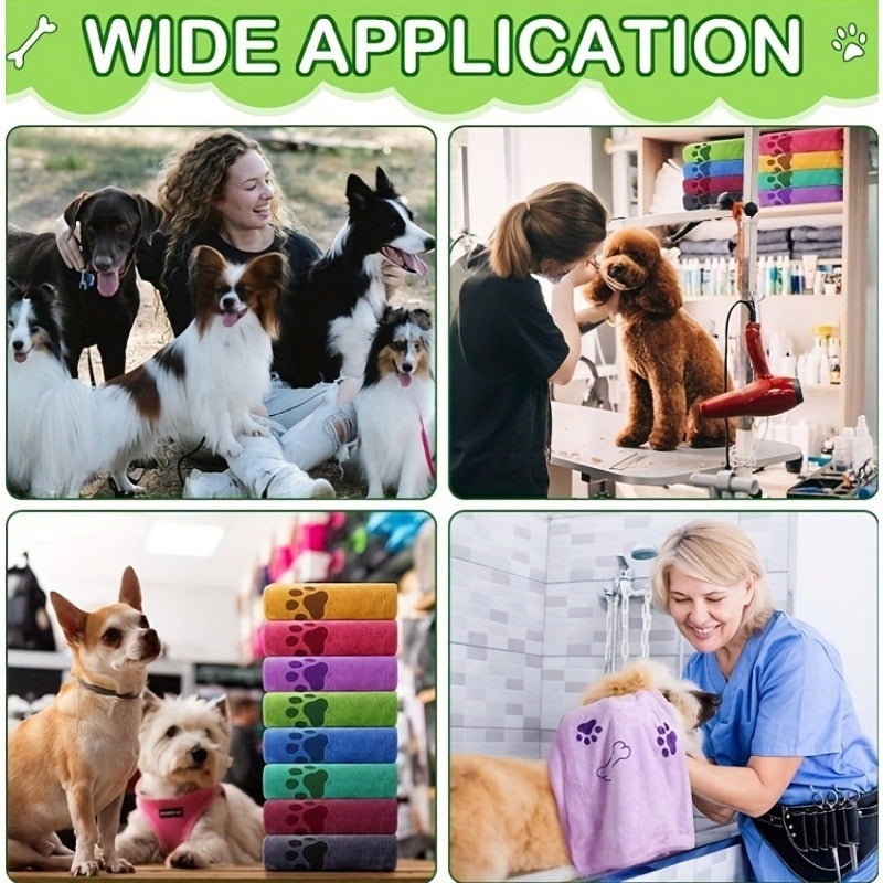 PETO Quick-Drying Pet Towels - 4 Pack, Random Colors, Soft & Absorbent Polyester for Medium Dogs - Image 4