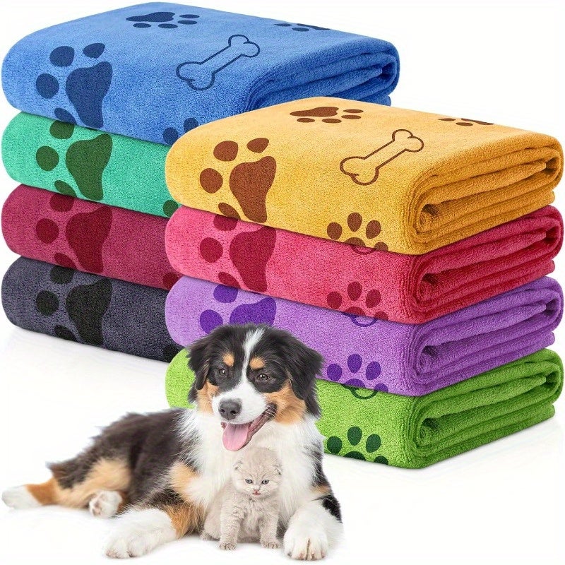 PETO Quick-Drying Pet Towels - 4 Pack, Random Colors, Soft & Absorbent Polyester for Medium Dogs - Image 1
