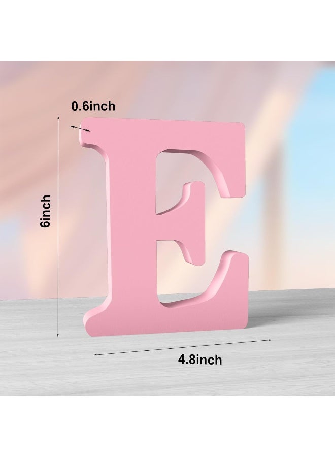 TPGP 6 Inch Pink Wood Letters for Wall Decor - Unfinished Decorative Standing Large Letter E for Craft Home Party Projects - Image 2