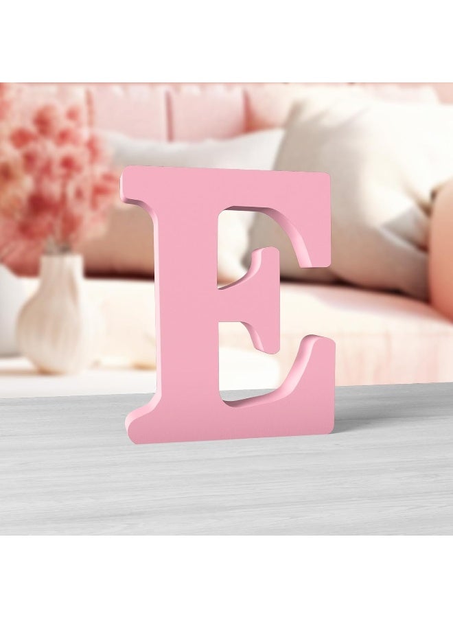 TPGP 6 Inch Pink Wood Letters for Wall Decor - Unfinished Decorative Standing Large Letter E for Craft Home Party Projects - Image 1