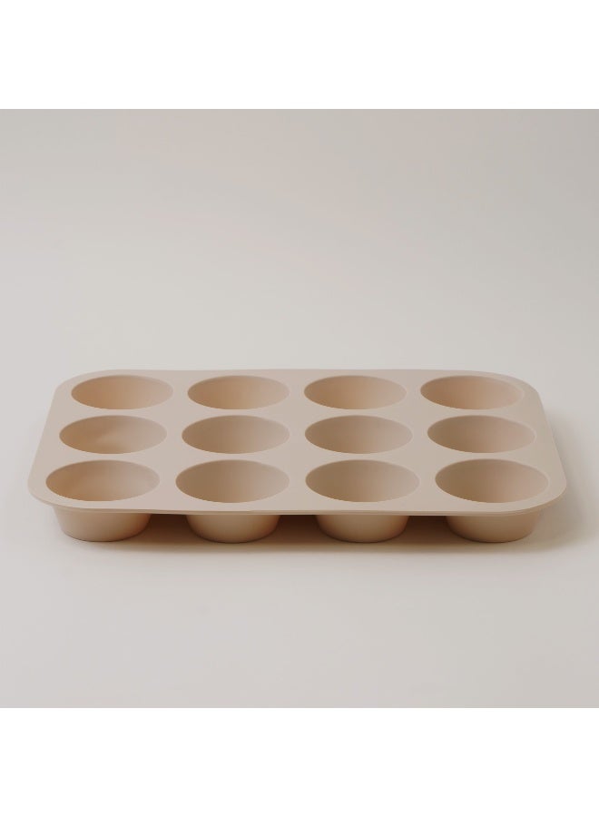 ألبرتو قالب كيك مافن سيليكون 12 قوالب 32.5*24.8*3سم، كريمي - Image 1