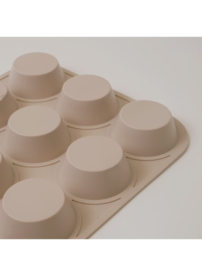 ألبرتو قالب كيك مافن سيليكون 12 قوالب 32.5*24.8*3سم، كريمي - Image 5