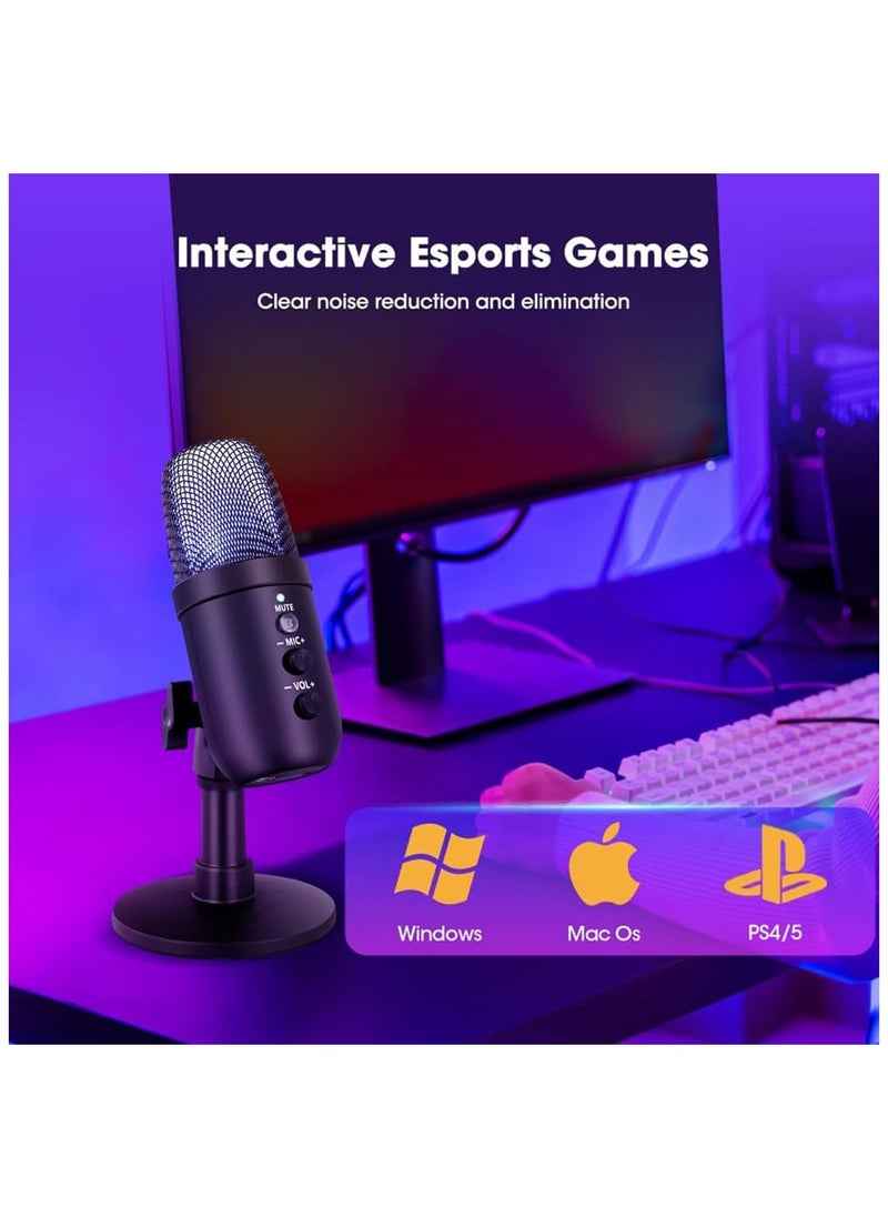 USB Gaming Microphone, Desktop Computer Mic with RGB Light,Noise Cancellation,Condenser Podcast Mic for Studio Recording,YouTube, Streaming, PC, Mac, PS4/5  - Image 3