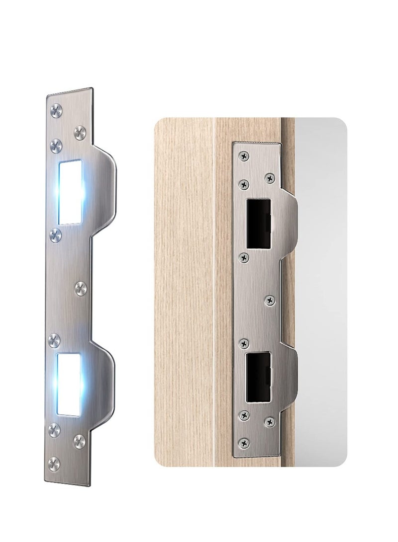 Luckam 2 Pcs Door Strike Plate Reinforcement Front Security Devices Metal Striker Plates Latch with 5-1/2 inch to 6 Hole for Exterior Interior Deadbolt Fix Frame Jamb - Image 1