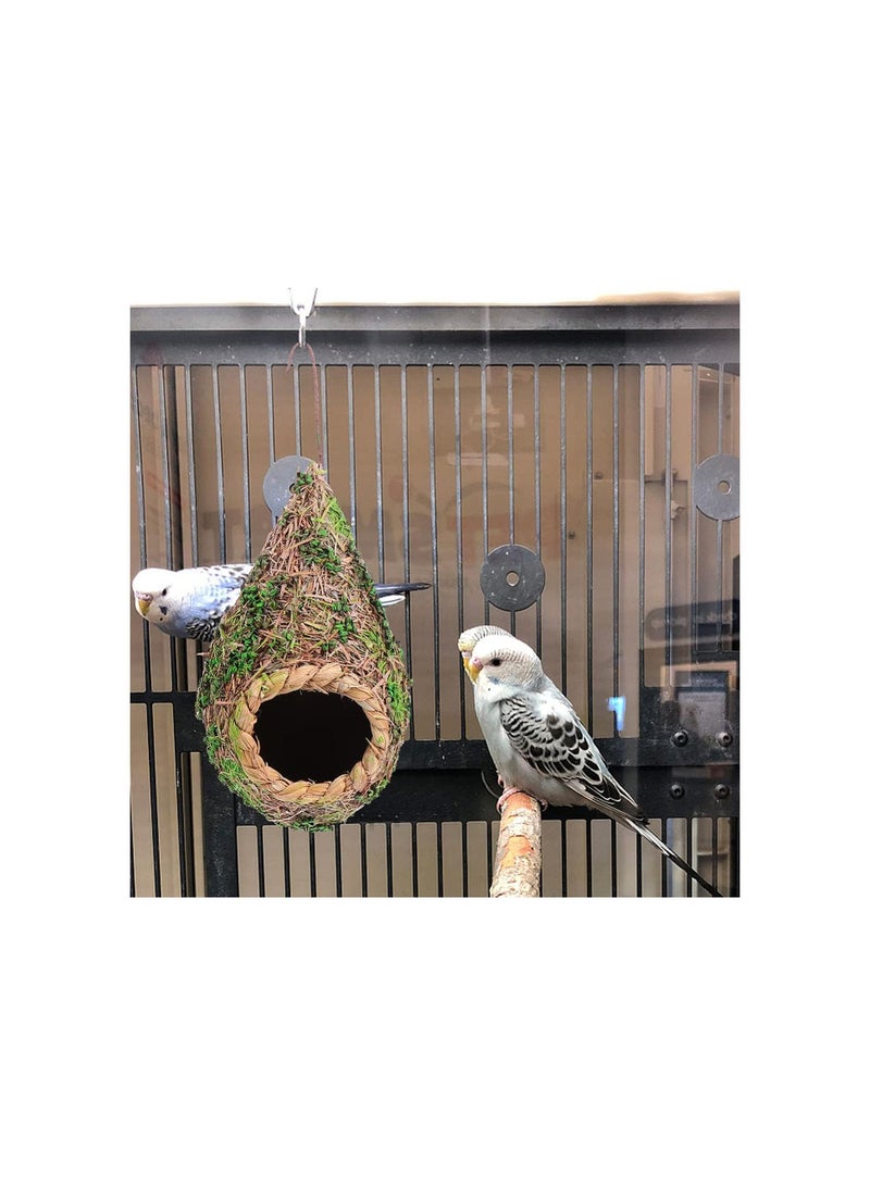 GGOOT Straw Bird Cage Nest: Handwoven Straw Bird House Birdhouse Grass Woven Hatching Breeding Cave Hanging Bird Huts Cozy Resting Breeding Place for Parrot Canary Finch Cockatiel - Image 5