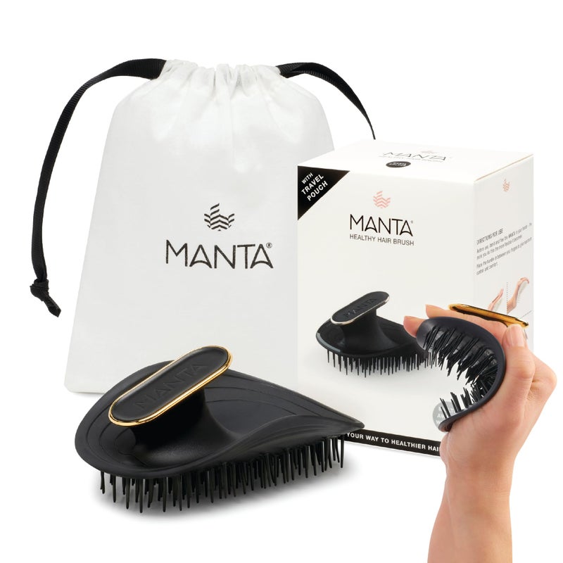 Manta Anti Breakage Hair Brush, Hair Massager Scalp Brush for Wet & Dry Hair, Gentle Hair Brush for all Hair Types, Hair Extensions - Detangling Hair Brushes for Women Men, Curly Hair Brush, Black - Image 1