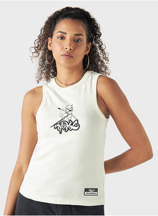 SP Characters - Anime Print  Crew Neck Tank Top - Image 1