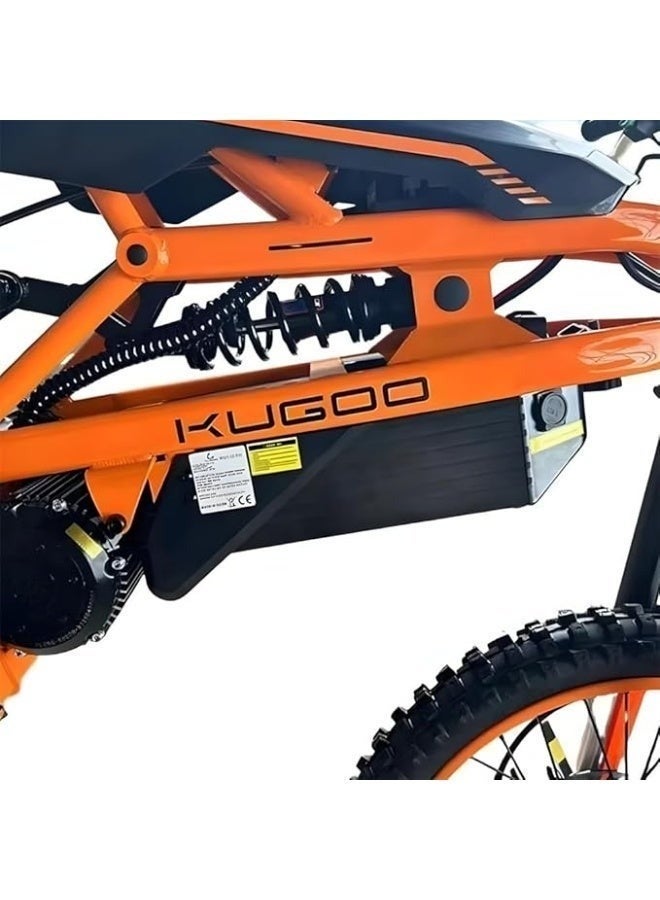 Kugoo Wish 02 Pro Electric Dirt Bike 2500W Powerful Motor, 70KM/H Max Speed 50,60KM Range Heavy Duty Frame Off Road Tires, Black Orange - Image 2