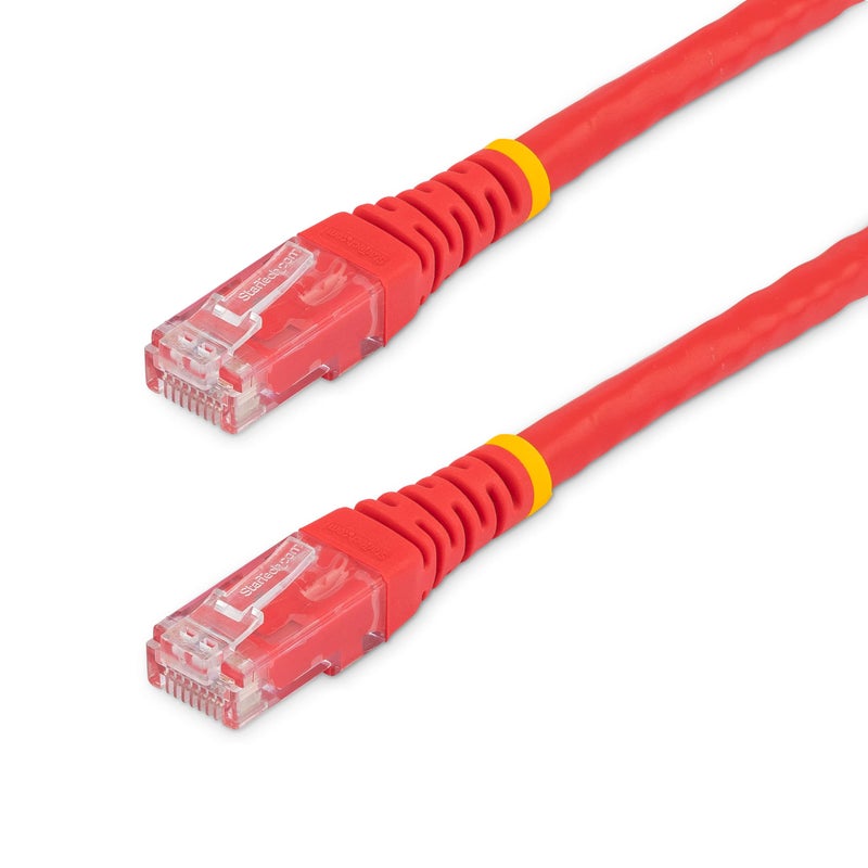 StarTech.com 10ft CAT6 Ethernet Cable - Red CAT 6 Gigabit Ethernet Wire -650MHz 100W PoE RJ45 UTP Molded Network/Patch Cord w/Strain Relief/Fluke Tested/Wiring is UL Certified/TIA (C6PATCH10RD) - Image 1