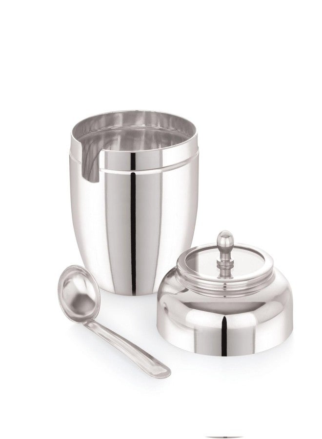 DiBha Stainless Steel Oval Shape See thru Ghee Pot Container with Spoon, Color- Silver, Capacity-300ml - Image 3