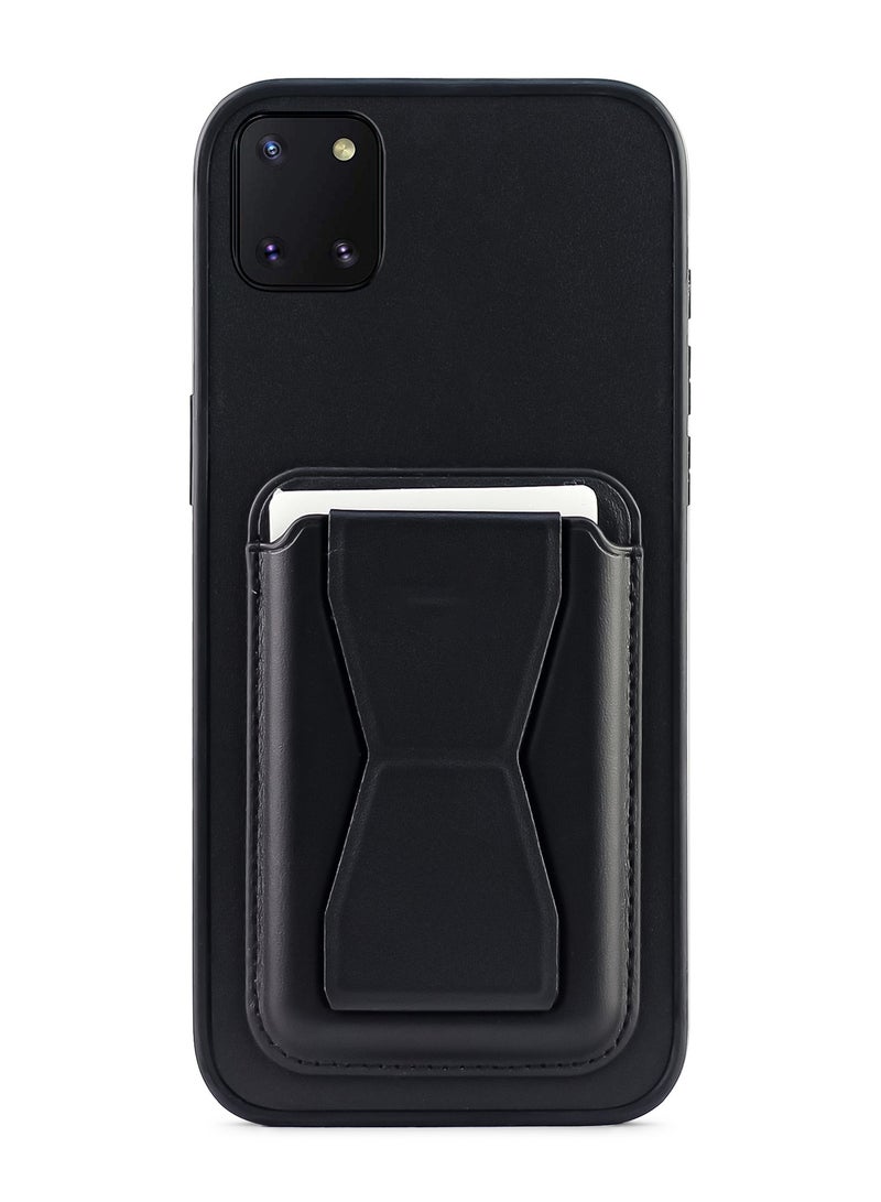 Leather back cover with card wallet Foldable Shockpoof Case compatible with Samsung Galaxy Note 10 Lite (Black)  - Image 1