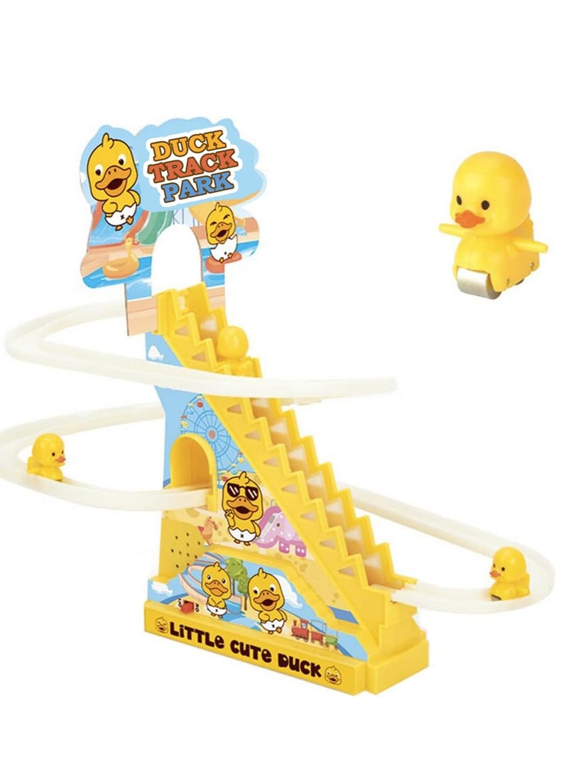 Kids Stair Climbing Track Game, Spinning Duck Design Toys for Toddlers Boys Girls (Track and 3 Ducks) - Image 1