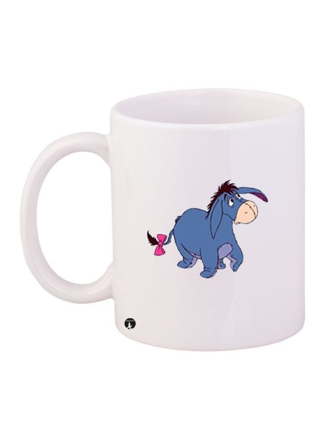 Cartoon Printed Coffee Mug White/Blue/Beige 11ounce