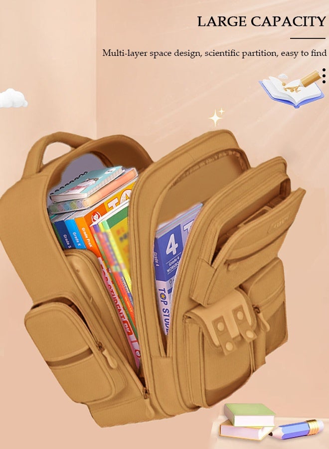 DUNISO حقيبة مدرسية للأطفال، حقيبة سعة كبيرة للفتيات والفتيان، حقيبة مدرسية خفيفة الوزن للفتيان المراهقين مع مقصورات وشريط عاكس، حقيبة مقاومة للماء للمدرسة الابتدائية - Image 5
