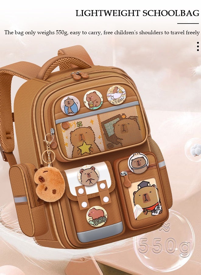 DUNISO حقيبة مدرسية للأطفال، حقيبة سعة كبيرة للفتيات والفتيان، حقيبة مدرسية خفيفة الوزن للفتيان المراهقين مع مقصورات وشريط عاكس، حقيبة مقاومة للماء للمدرسة الابتدائية - Image 3