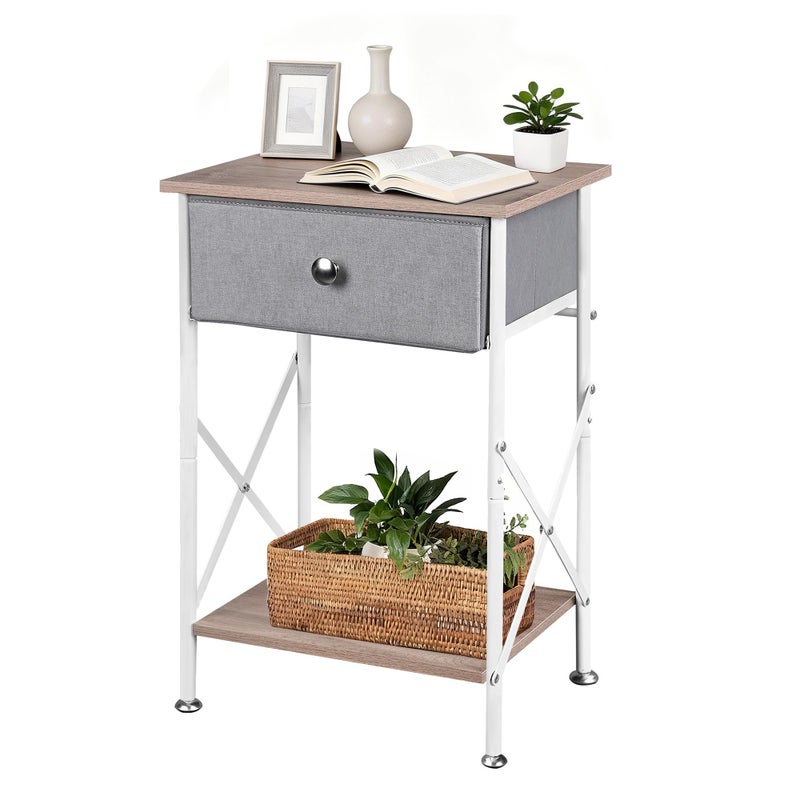 VECELO Night Stand, Small End Table for Small Spaces, Wood Side Table for Living Room, Bedside Table with Drawer for Bedroom, Easy Assembly, Light Brown - Image 1