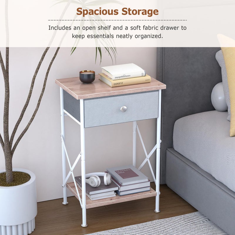 VECELO Night Stand, Small End Table for Small Spaces, Wood Side Table for Living Room, Bedside Table with Drawer for Bedroom, Easy Assembly, Light Brown - Image 5