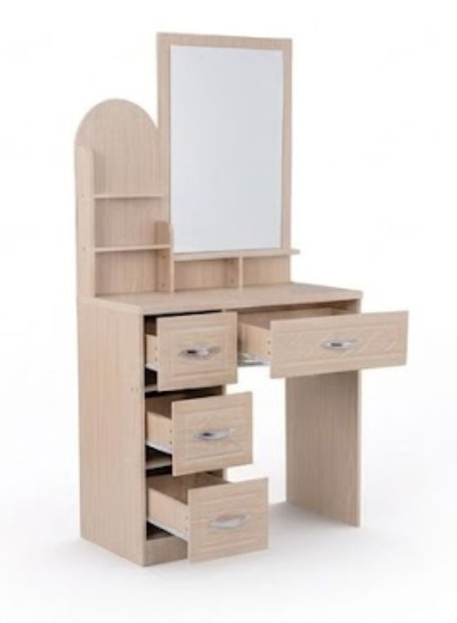 SUNLIT HOME Modern Wooden Dressing Table Vanity Set with Rectangular Mirror, 4 Storage Drawers & Built-In Shelves – Premium Makeup & Grooming Vanity Station for Bedroom - Image 2