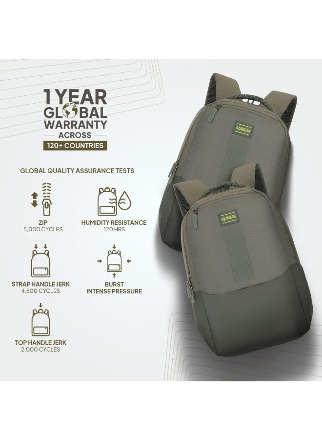 American Tourister New Bounce Style 01, 27L Volume College 4 Compartment Backpack with Front Organizer and Spacious Interiors for Unisex - Olive - Image 5