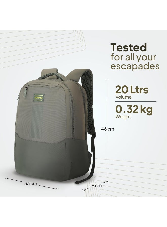 American Tourister New Bounce Style 01, 27L Volume College 4 Compartment Backpack with Front Organizer and Spacious Interiors for Unisex - Olive - Image 4