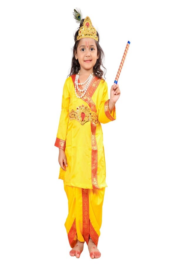 DESI ANDAAZ Krishna Dress for Boy Kids Set (Dhoti,Kurta,Mukut,Morpankh,Bansuri,Kamarband,Bajuband) Little Krishna Ji Kanha Janmasthmi Costume for Kids - Image 1