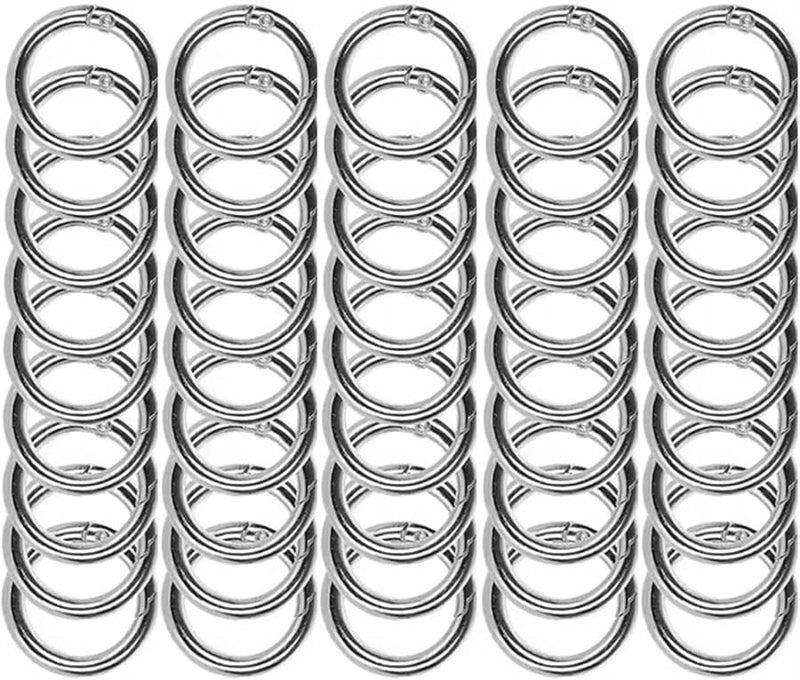 حلقات الربيع الفضية 26 مم 100 قطعة، مشابك معدنية قابلة للفتح موصل لسلسلة المفاتيح ومحفظة وحرف يدوية DIY - Image 2