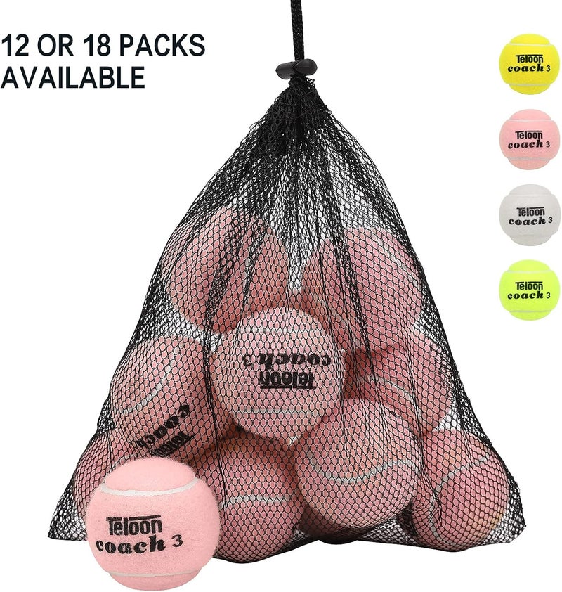 Teloon Pressure Training Tennis Balls-12 or 18 Count-Mesh Carry Bag，4 Colors Available，Pressureless Training Exercise Tennis Balls for Beginners. - Image 2